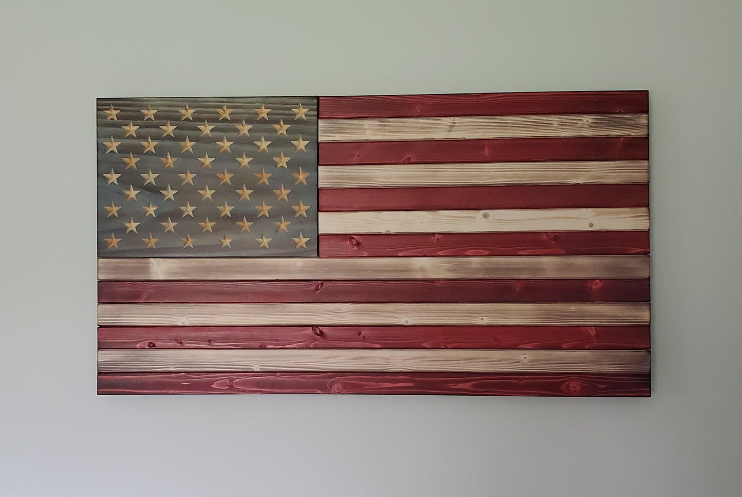 Weathered Red White and Blue Wooden Flag