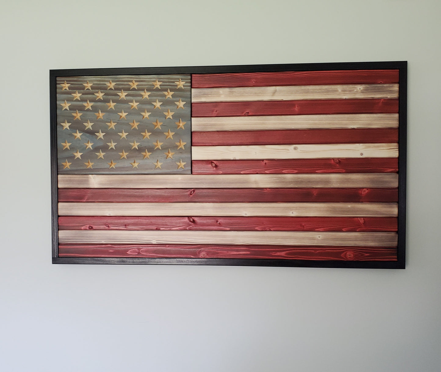 Weathered Red White and Blue Wooden Flag