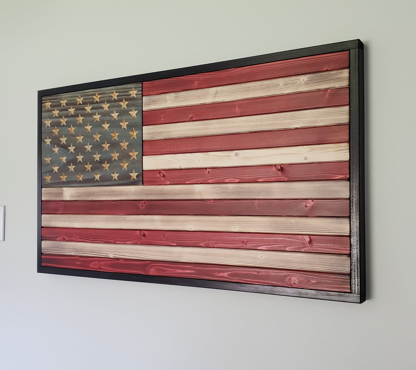 Weathered Red White and Blue Wooden Flag