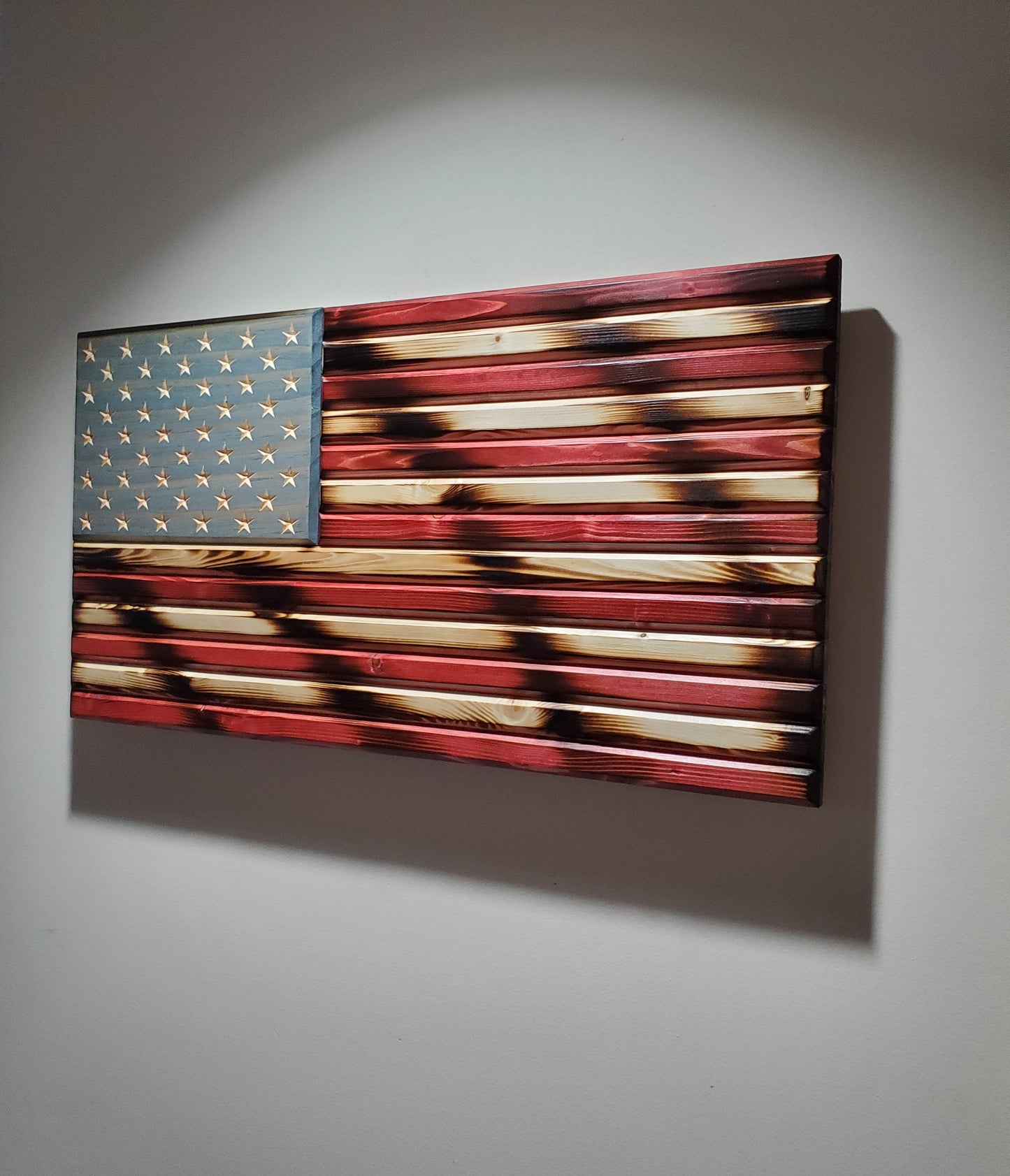 Weathered Rustic American Wooden Flag