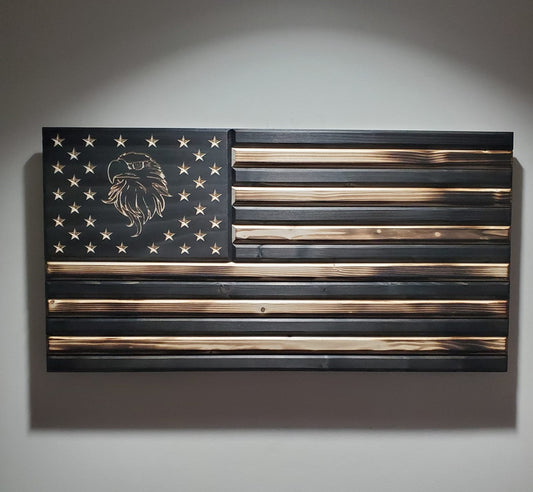 Rustic Eagle Wooden Flag