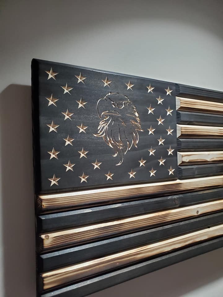 Rustic Eagle Wooden Flag