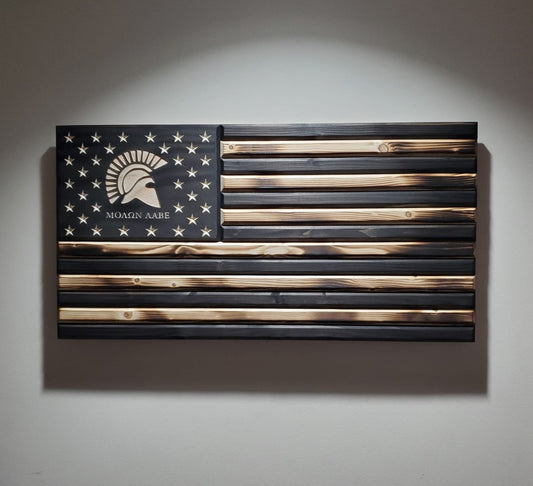 Rustic Molon Labe Wooden Flag