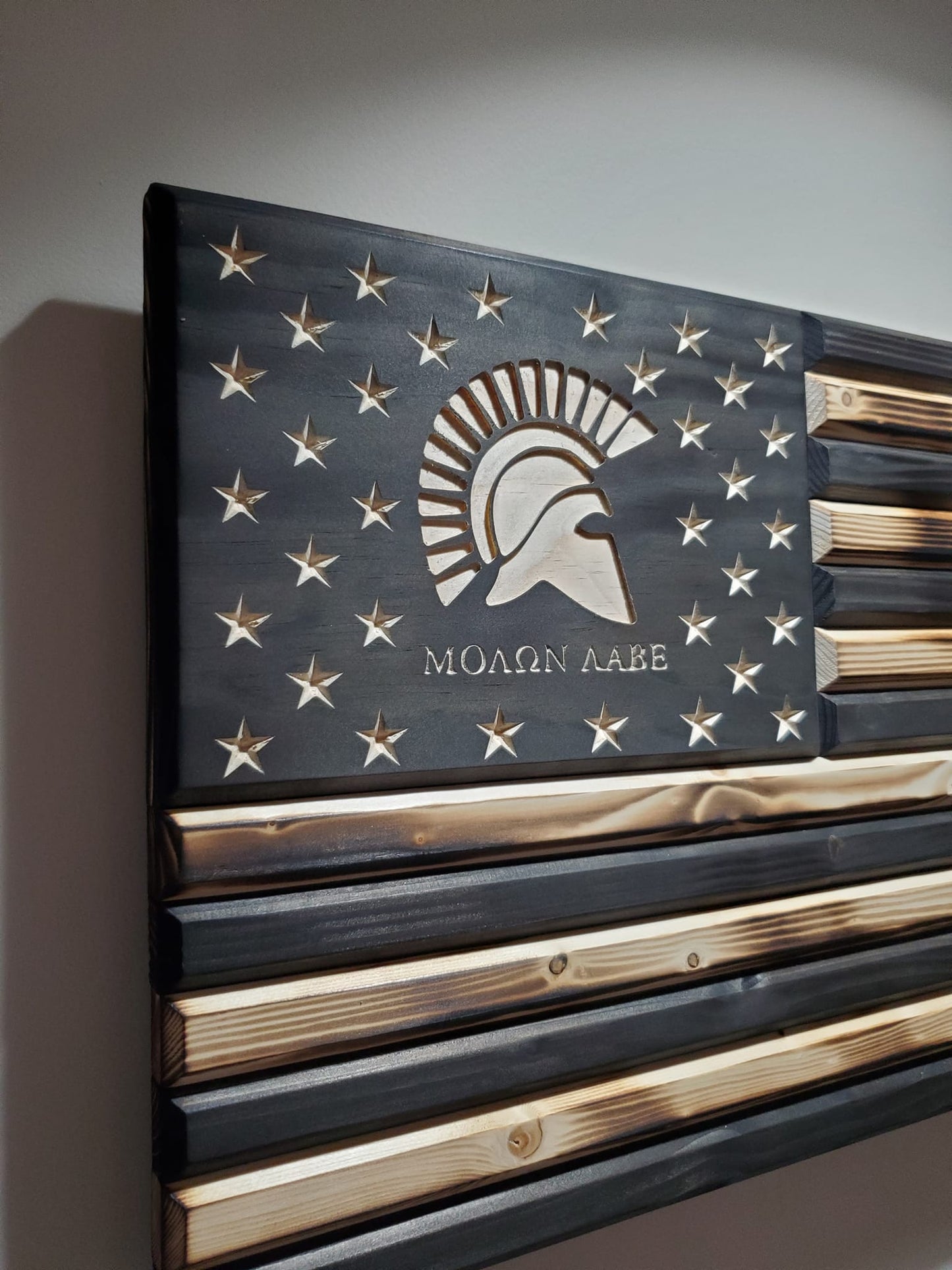 Rustic Molon Labe Wooden Flag