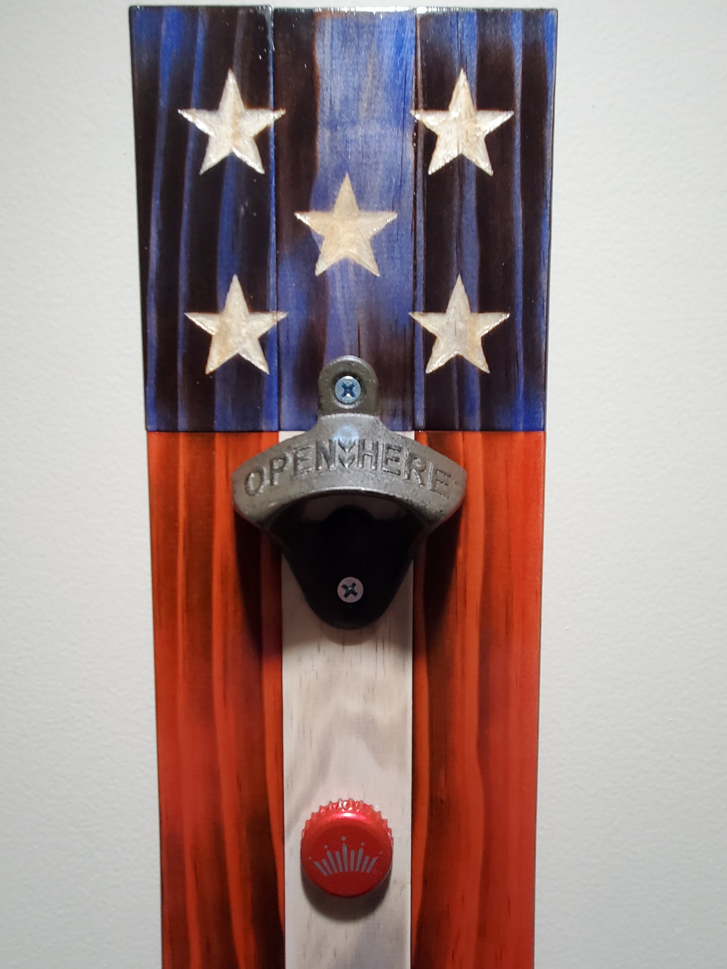 Magnetic Rustic American Flag Wall Bottle Opener