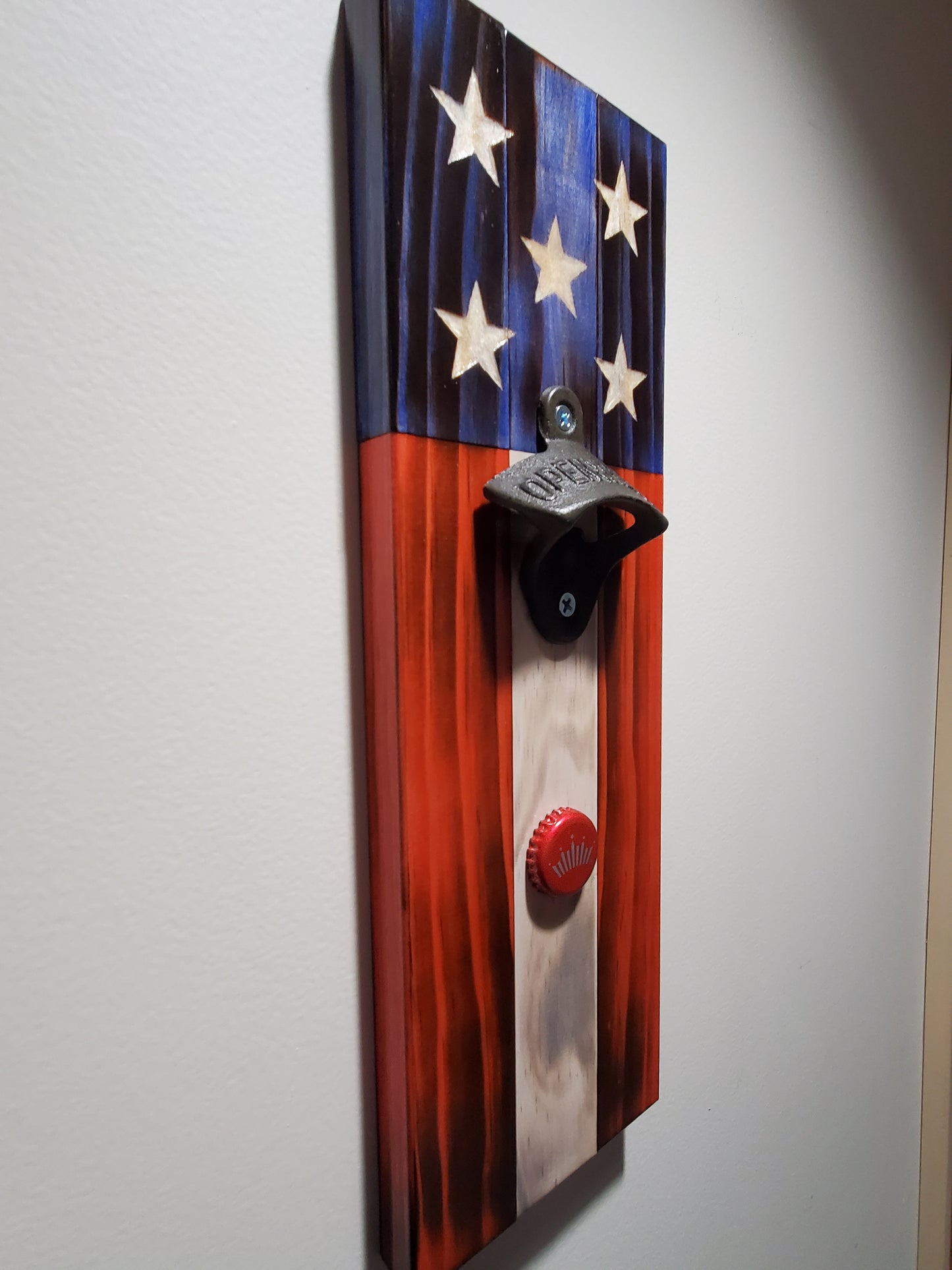 Magnetic Rustic American Flag Wall Bottle Opener